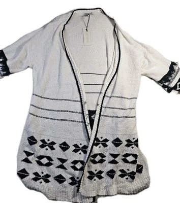 Rachel Zoe Open Front Cardigan Sweater White Aztec Southwestern Duster 3X NWT - Image 1 of 4