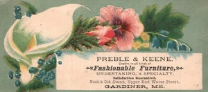 1880s-90s Flowers Preble & Keene Fashionable Furniture Undertakers Gardner ME - Picture 1 of 2
