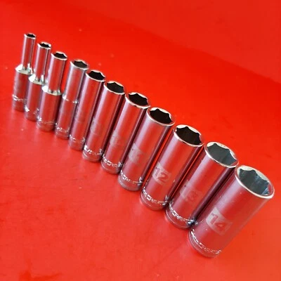 NEW Craftsman Easy Read 4-14mm 1/4" Drive Metric Deep 6 Point Socket Set 11 Pc - Image 1 of 4