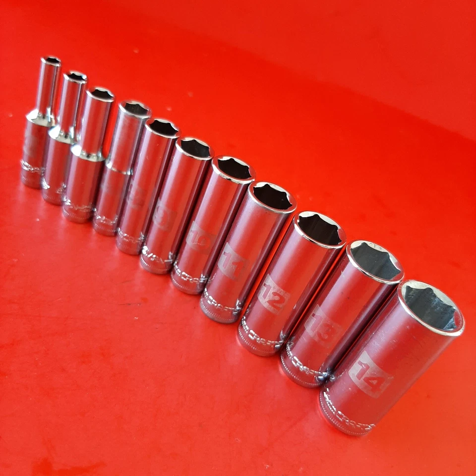 NEW Craftsman Easy Read 4-14mm 1/4" Drive Metric Deep 6 Point Socket Set 11 Pc - Image 1 of 4