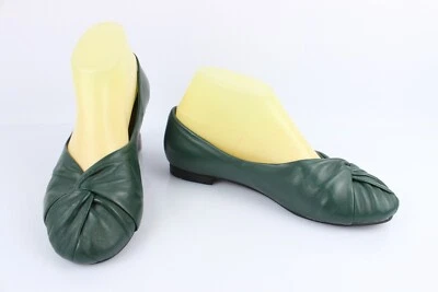 Minelli Bailarinas Nudo Drapeada Cuero Verde T 38 Muy Buen Estado - Imagen 1 de 4