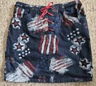 ROUTE 66 Stars and Stripes Print Lace Front Denim Skirt Girls Size 7