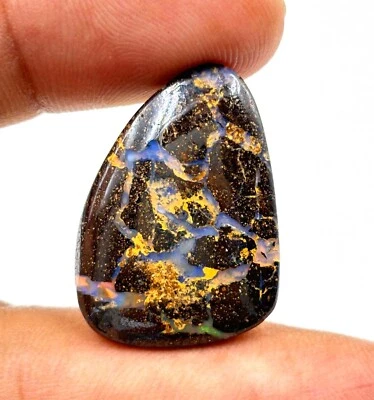 Boulder Opal Natural Gemstone 25cts Cabochon Fancy 23x22x06mm KJ-382 — 第 1/4 张图片