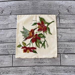 Hand Painted Hummingbird Pillow Canvas Covers 14.5 X 16 inch Zippered Washable. - Picture 1 of 9