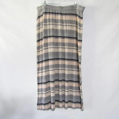 Maxi Falda Jessica Simpson Junior Talla Grande 2X Beige Gris Rayas Tejido Elástico Foto 1 de 4