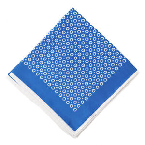 New $215 KITON Ocean Blue Floral Medallion Print Silk Pocket Square