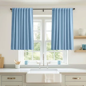 Blue Blackout Curtains for Bedroom 45 Inches Long for Living Room 2 Panels Set W - Picture 1 of 8