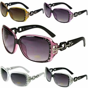 New Womens Rhinestones Square Wrap Sunglasses Designer Fashion Shades (#362)