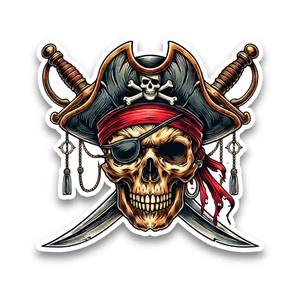 Pirate Skull and Crossbones Vinyl Sticker Decal Car Window Scrapbook 100x95mm - Picture 1 of 1