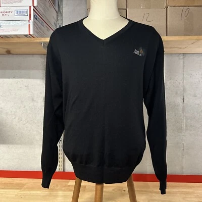 marbas v neck sweater pullover black men’s L large “pine needles” embroidery  - Image 1 of 4
