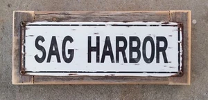 Sag Harbor New York Long Island Bay The Hamptons Vintage Stahlschild Wohndeko - Bild 1 von 2