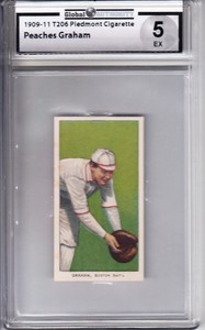 1909-11 T206 Piedmont Cigarette  Peaches Graham GAI 5 EX Z26619  - GAI Ex (5)