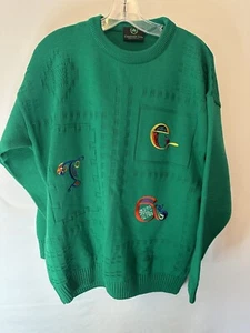Emerald Isle Mens Sweater Size m Embroidered EMBLEMS - Made in Ireland - Picture 1 of 3