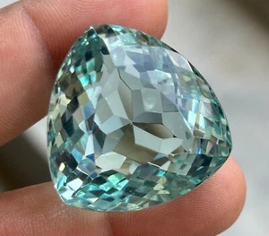 Aquamarine trillion Cut 59 Ct Natural Certified Sky Blue Loose Gemstone EBAY - Picture 1 of 5