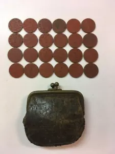 24 Vintage World War II Red Point OPA Food Ration Tokens & Change Purse See List - Picture 1 of 5