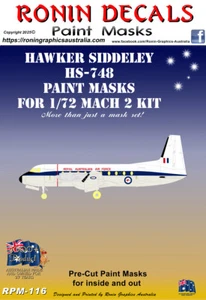 1/72 Ronin Decals HS-748 Paint Masks for Mach 2 Kit - Picture 1 of 2