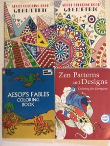 Lot Of 4 Adult Coloring Books Vision St., Aesop’s Fables, Zen Patterns Like New - Imagen 1 de 8