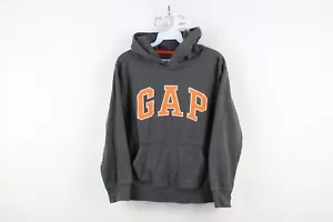 Vintage Y2K Gap Boys Large Faded Spell Out Block Letter Hoodie Sweatshirt Gray - Picture 1 of 11