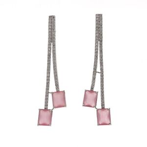 Cubic Zirconia Bar With Radiant Cut Stone Modern Earrings for Women