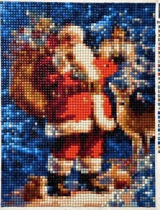 Santa Deer Toys Holidays Christmas Diamond Painting Ready to Frame  (6” x 8”) - Picture 1 of 4