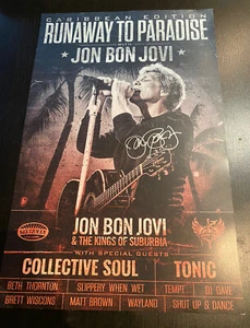 Jon Bon Jovi Hand Signed Poster Card Runaway To Paradise  Caribbean 2019 - Picture 1 of 12