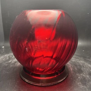 Round Optic Red Glass Globe Votive Holder Made In Canada - Picture 1 of 11