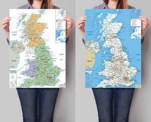 UK MAP GREAT BRITAIN ENGLAND WALES EDUCATIONAL POSTER WALL A1 A2 A3 A4 - Picture 1 of 17