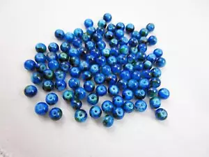 100 Blue Glass Loose Beads Round 6 mm Bead Jewelry Making Craft Supplies New - Picture 1 of 10