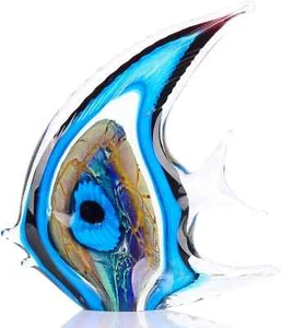 XMGZQ mundgeblasene Glasfiguren, mundgeblasenes blaues Glasdekor, tropischer Glasfisch F... - Bild 1 von 10