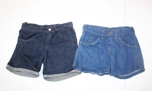 Lot of 2 Vintage 1970s RARE Child Kids Denim Shorts Scovill Size Large 14-16 - Picture 1 of 4