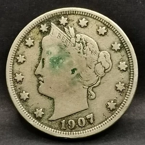 5 CENTS LIBERTY NICKEL AVEC CENTS 1907  / USA - Imagen 1 de 2