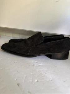 Mocasín Aldo Brue de cuero tejido completo italiano vintage negro para hombre 11 - Imagen 1 de 6