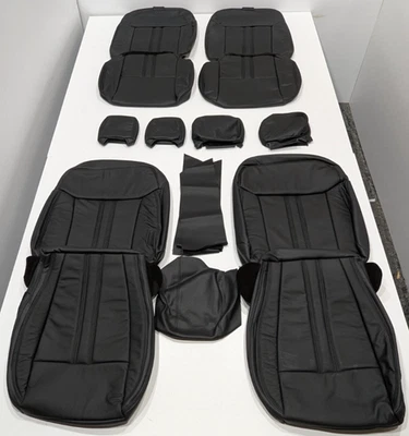 For Ford Ranger Super Cab XL XLT STX 2019-2023 Black Leather Seat Covers NT34 - Image 1 of 4