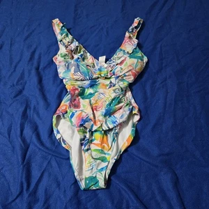 Lauren Ralph Lauren Rüschen Surplice Einteiler Damengröße 10 Tropisch Karibik - Bild 1 von 6