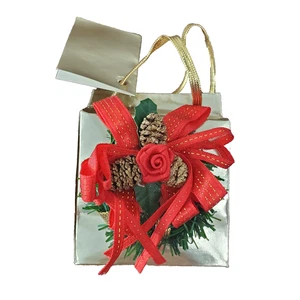 Vintage Berkeley Designs Music Box Pinecone Bag Wish you a Merry Christmas Gold - Picture 1 of 6