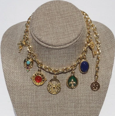 BEN AMUN 24K GOLD PLATED Vintage CHARM Ezekiel NECKLACE NEW Made in USA - Image 1 of 4