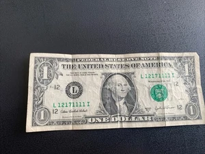 6 of a Kind Fancy Serial Number One Dollar 2003 Bill. #12171111. - Picture 1 of 4