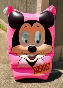 Vtg 80s Ideal Mickey Mouse Pink Pool Raft Inflatable Googly Eyes Disney VIDEO - Picture 1 of 16