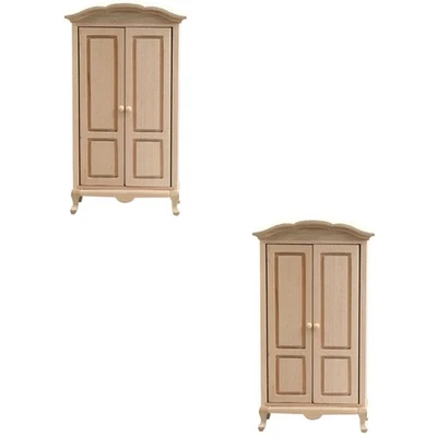 2pcs simulierte Holzgarderobe Dekorative winzige Möbel Mini House Holzmöbel - Bild 1 von 4