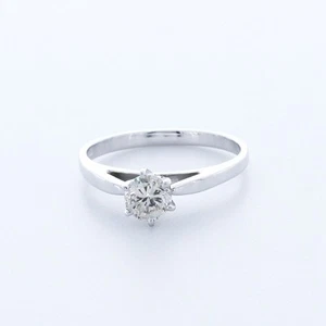 0.5CT Lab-Created Diamond E/VVS1 Round Cut 14K Gold Prong Classic Solitaire Ring - Picture 1 of 8