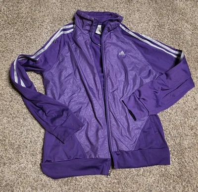 Purple Adidas Track Jacket Size M Climalite Material Zip Up - Image 1 of 4