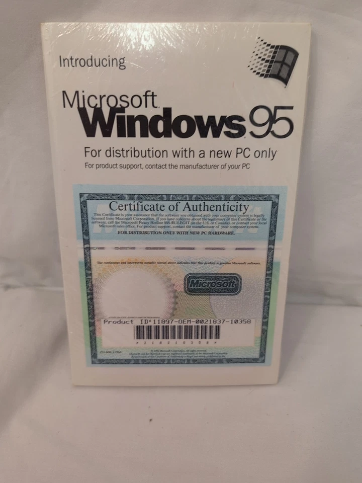 Microsoft Windows 95 Operating System Full USB Support With COA Sampler