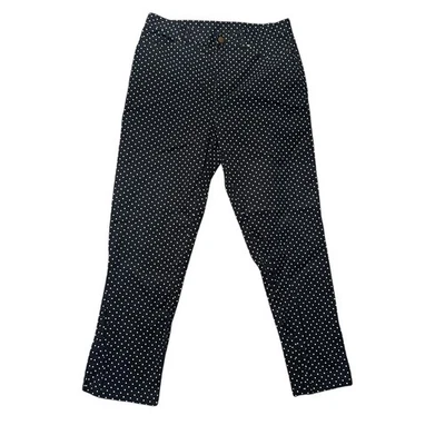 Calça Lauren Ralph Lauren Feminina 8 Azul Marinho Branco Bolinhas Perna Reta Algodão - Imagem 1 de 4