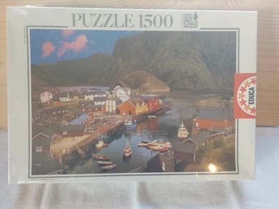 Vtg Educa 1500 Pc Puzzle #10089 Nusfjord Norway Multi-language 1998 - Image 1 of 4