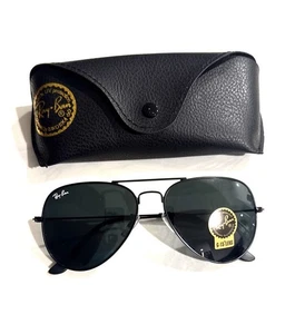 Ray-Ban Sunglasses RB3026 Aviator Black Frame Uv Protected Black/Grey Lens 58mm - Picture 1 of 10