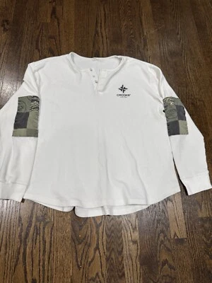 Crooks & Castles Mens White 1/4 Button Up Waffle Knit Long Sleeve Size Large - Image 1 of 4