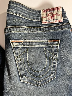 Pantalones de mezclilla True Religion World Tour 112790 tiro bajo azul para mujer talla 28 Foto 1 de 4