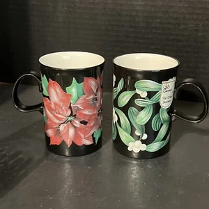 2- Dunoon White Stoneware Christmas Mugs by Caroline Bessey Scotland - Picture 1 of 8