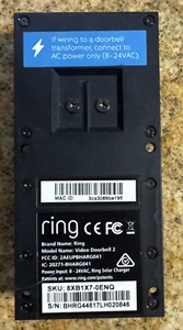 Timbre Video Ring 2 BATERÍAS Wi-Fi 1080p HD TIMBRE SIN PLACA DE CUBIERTA SIN BATERÍA - Imagen 1 de 5