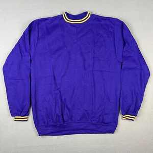 VTG Creslan Sweatshirt Fits Medium Purple 1970s Montgomery Ward Ringer Pullover - Picture 1 of 6